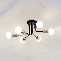 20평대 거실등 LED 멜 6등 직부등 거실 침실 카페 방등 유리 한지 주택 주방 인테리어조명, 블랙