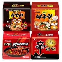 농심 멀티팩 라면 앵그리 너구리1개+너구리1개+신라면1개+사천 짜파게티1개 (총4팩) 라면 사탕 증정 (상세설명참조), 1set
