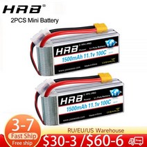 HRB 2S 3S 4S Lipo 배터리 1300mah 1500mah 1800mah 2200mah 3000mah Lipo 111v XT60 T 플러그 RC 자동차 트럭 Fpv 드론, 2S 1500mah 65C XT60