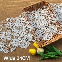 32평 33평 40평 24평 거실 커튼 나비주름 쉬폰커튼 24cm 와이드 화이트 섬세한 수용성 guipure 레이스 패브릭 칼라 아플리케 자수 리본 커튼 드레스 트림 장식