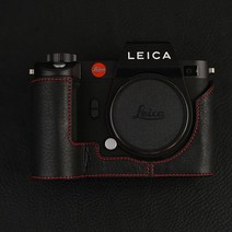 라이카 SL2 카메라 소가죽 하프 케이스 보호 커버 블랙 레드 스티치 그린 브라운 선물, sl2 하프 세트 블랙 가죽 레드 라인 컬러