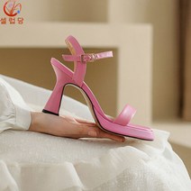 셀럽당 여성 샌들 통굽 일자밴드 통굽 샌들 9cm