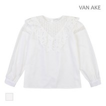 반에이크 브이 배색 레이스 블라우스 VB1XBLM309Z