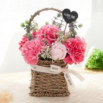 데일리 카네이션 바구니Aset 25cm_P 조화 어버이날 감사, 핑크