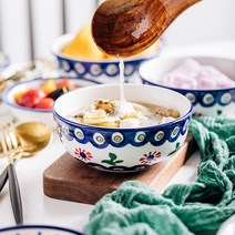 폴란드그릇세트 12종 명품 수입 싸고예쁜 남대문수입 포르투칼 북유럽그릇, 옐로우 블루 플라워-5인치 플레이트