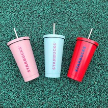스타벅스 스텐 콜드컵 보온 보냉 커피 텀블러 파스텔, 473ml, 베이비핑크(폰트)
