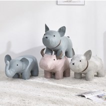 YEOP-T 동물 스툴 미니 의자 풋스툴 발스툴, 그레이 강아지