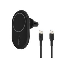 Belkin WIC004btBK-NC 무선 차량용 충전기 10W 에어컨 통풍구용 USB-C to C 케이블(1.2m)(시가 별도 판매) iPhone 14/13/12 시리즈와 호환, 차량용 마운트(MagSafe 무선 충