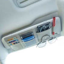 월드유한 차량용 다기능 선바이저 포켓 자동차 카드포켓 카드 선글라스 꽂이 CD 썬바이저 클립, 썬바이저-그레이