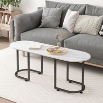 YEAR COLOR 당일 베송 대리석 소파 거실 티 테이블 3size 2colors, 화이트 대리석 +블랙 다리