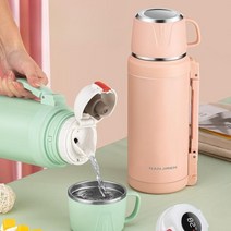 휴대용분유포트 분유 타는 기계 우유 데우기 포트기 대용량 2000ML 304 스테인리스, O.1500ML미스트블루[냄비뚜껑+지능형온도측