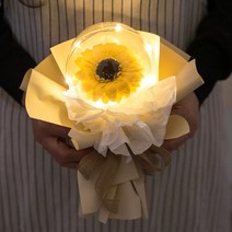 귀여운 학사모 LED 꽃다발 모음 조화 어린이집 유치원 졸업식 비누꽃 인형 입학 축하 생일, 07.LED 한송이해바라기벌룬비누꽃다발 26cmP2