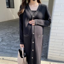 스티치 부드러운 겨울 니트 긴팔 롱원피스 임산부 임부복 만삭 촬영 태교여행 빅사이즈