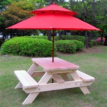[이베스타] A형 야외테이블/원목/파라솔별도/도색/무도색/4인/6인/8인, 4인 도색(4자-1200mm)