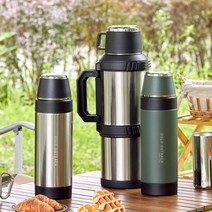 오슬로 원터치 스텐 대용량 손잡이 보온병 1.5L 4L 캠핑 등산 마호병 텀블러, 그린