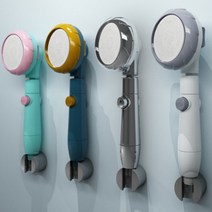 원터치 버튼 출수 정지 직수 마사지 샤워 3단 급수 모드 멀티 샤워기 헤드 그레이
