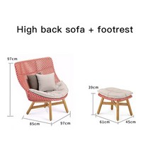 야외 테이블 세트 테라스 정원 소파 야외 안락 의자 커피 테이블 조합 티크 등나무 싱글 소파 정원 가구 발코니 레저 빌라 파티오 의자, 콤비네이션