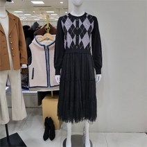 Si DP01 샤 배색 아가일 체크 니트 원피스 SFOCX2905