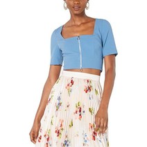 Jill Stuart 여성용 크레이프 스퀘어 넥 크롭 탑 블루 2 블루. 2