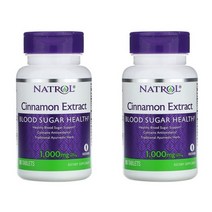 나트롤 (Natrol) 시나몬 계피 추출물 1000mg 혈당관리 영양제 2병 총 160개 알약, 80정, 2개, 80정