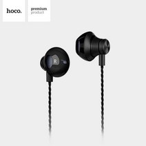 hoco 호코 메탈릭 하프-인이어형 이어폰 M18 블랙, hoco M18