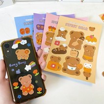 캐릭터 노트북스티커 핸드폰 DIY 다꾸 꾸미기 휴대폰스티커 다꾸용품 패드스티커 아이, 4-곰돌이스티커-파랑