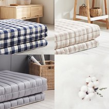 [더코이즈] 3단 접이식 라텍스 메모리폼 순면 매트리스 커버 4.5~7.5cm 하프싱글(H