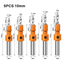 1pc 8mm 생크 HSS 목공 카운터 싱크 라우터 비트 나사 추출기 목재 밀링 커터용 Remon 철거, 12 5PCS 10mm