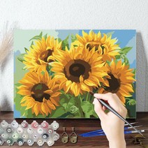 아이룸데코 DIY명화그리기 DIY 유화 그리기 키트 해바라기 그림 액자 색칠하기 세트 50cm, 1.해바라기 그리기