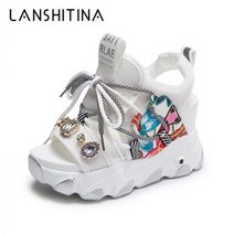 여성 플랫폼 샌들 Chunky Wedges Shoes For Women 2022 디자이너 브랜드 스포츠 캐주얼 패션 8cm 높은 검투사 샌들 여름