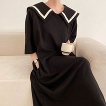 카라 테잎 포켓 빅사이즈 롱 원피스 반팔 여름 F336