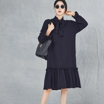 [자체제작] A1183 둥근체크카라 A라인루즈핏원피스