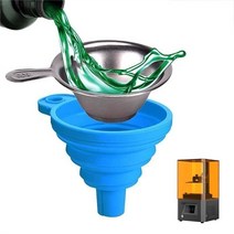 ANYCUBIC Photon SLA DLP 3D 프린터 용 새로운 금속 UV 수지 필터 컵 + 실리콘 3d 깔때기 3D 부품, Blue
