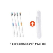 4 색 닥터 베이 칫솔 패밀리 팩 커플 수입 부드러운 모피 식품 등급 소재 상자 여행 슈트, 1.4toothbrush and 1box