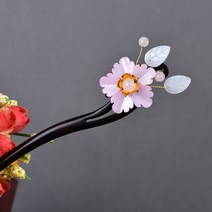 실용적인 Chinoiserie 클래식 합성 꽃 머리핀 여성 비쥬 민족 Hanfu Cheongsam 성능 컬러 글레이즈 쥬얼리