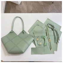 미우크굿즈 펀칭 핸들 하트백 가죽공예키트 가방DIY 가죽가방만들기 집콕놀이 취미 핸드메이드 선물 학교 단체 수업, 라이트 민트