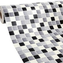 현대시트 주방 식당 부엌 욕실 발포 타일 시트지 5m, 02) 바둑타일 블랙