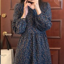 [랜덤플레이] 브이넥 루즈핏 밴딩 플라워 원피스