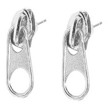 HYPOALLERGENIC Fashion Vintage Metal Alloy Silver Zipper Shape Studs Earring For Women Men and Girls, 1