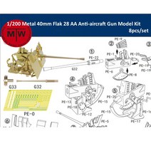 1 200 스케일 메탈 40mm Flak 28 AA 항공기 방지