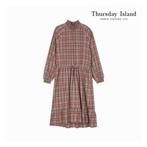 [써스데이아일랜드] [Thursday Island] 여성 체크 셔링 하이넥 롱원피스(T20