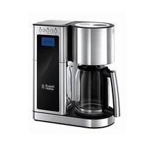 Russell Hobbs 디지털 커피 머신 Elegance 스테인레스 타이머 기능 최대 10컵 1.25l 유리 캔 1600W 급속 가열 시스템 핫 플레이트 자동 차단기