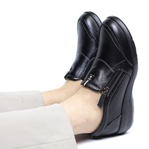 허쉬파피 [검증된 여성 베스트 슈즈] 컴포트 키높이 지퍼 슬립온 3FN465_BK