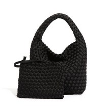 드래곤백 산타크로체 펄 대용량 나일론 우븐 버킷 카멜 블랙 탑 핸들 핸드백 여성용 수제 토트 백 2022 신