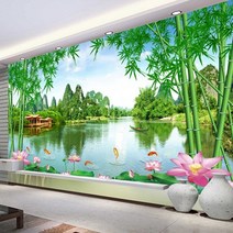 쇼핑을잇다 벽지 커스텀 벽 벽화 벽지 산 물 자연 풍경 사진 배경 거실 소파 TV 종이 3D, 01 1 ㎡