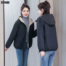 DFMEI 기모에 도톰한 겨울 후드코트 여성 기모 방수 패딩 캐주얼 스타일리쉬 코디 쇼트 상의