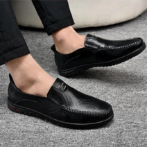 남성 데일리 컴포트 가죽 슬립온 로퍼 경량 캐주얼슈즈 발편한 발볼넓은 구두