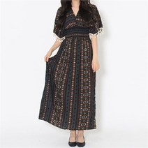 여자 보헤미안 수술 태슬 반팔 브이넥 맥시 롱원피스