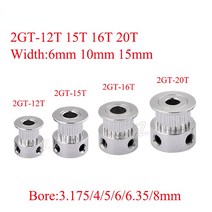 2GT 12 15 16 20 톱니 타이밍 풀리 보어 3.17/4/5/6/6.35/8mm GT2 벨트 폭 6mm 10mm 3D 프린터 CNC 부품, 02 12 Teeth Bore 5mm_02 10mm