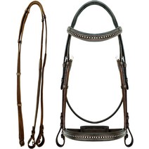 CHALLENGER 말 잉글리시 브라운 다목적 트레일 가죽 굴레 고삐 805EB01
